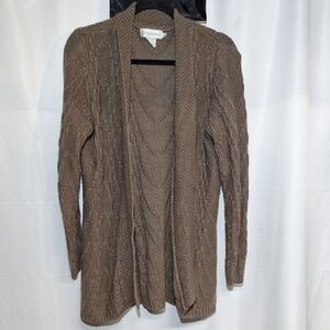 Brown Cable Knit Cardigan Sweater